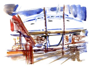 Rødvig havn, akvarel